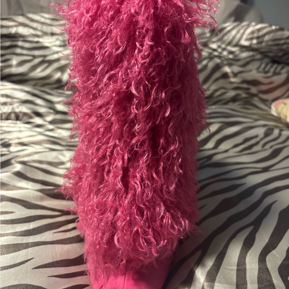 Bold Pink Furry Boots